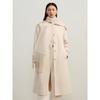 JUZI Annakou Women's Wool Double-Faced Long Coat with Scarf Fringe