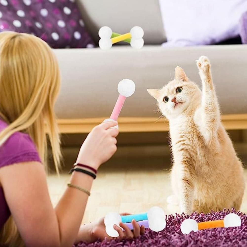 Cat Chew Rope Teething Stick Toy Cotton Braided Bite Resistant Interactive Boredom Relief Dental Care Kitten Puppy Teaser