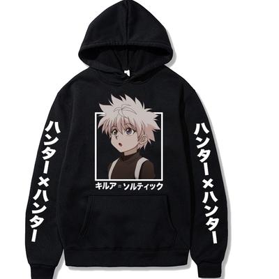 Kawaii Anime Hunter X Hunter Killua Zoldyck Tryck Hoodie Sweatshirts Harajuku Cartoon Unisex Mode Höst Fleece Oversized Pullovers