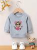Bright Colored Printed Pattern, Comfortable and Skin Friendly for Baby Girls, Versatile Round Neck Hoodie for Daily Use In Spring and Summer