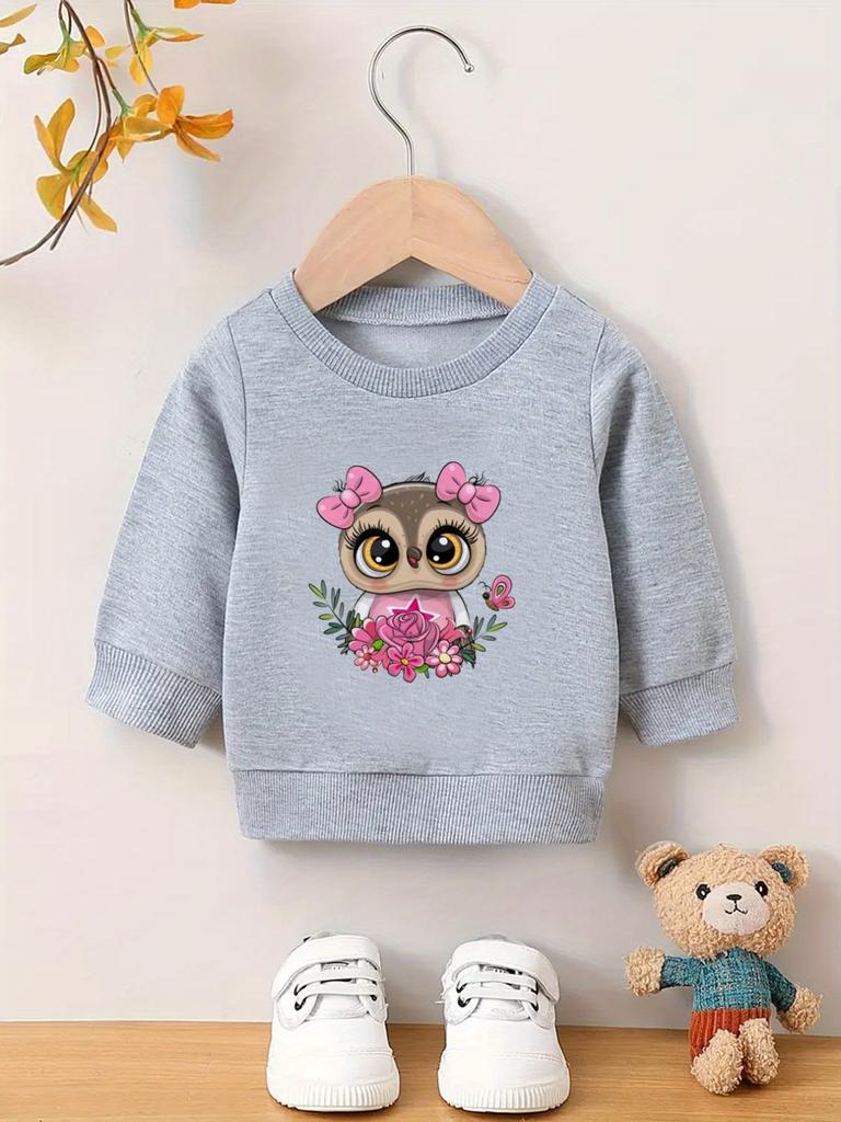 Bright Colored Printed Pattern, Comfortable and Skin Friendly for Baby Girls, Versatile Round Neck Hoodie for Daily Use In Spring and Summer