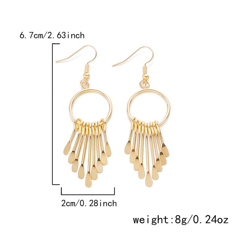 European and American cross-border retro light luxury necklace women s fringed personalized necklace earrings high-end geometric pendant exaggerated
