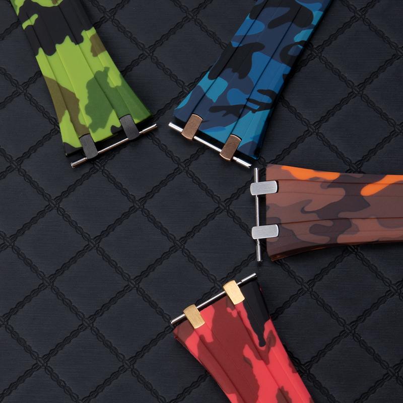 Transfer Camouflage Soft Quality Rubber Watchband For AP Strap 26mm Bracelet Fold Butterfly Buckle For 15500/15400/26331 Belt