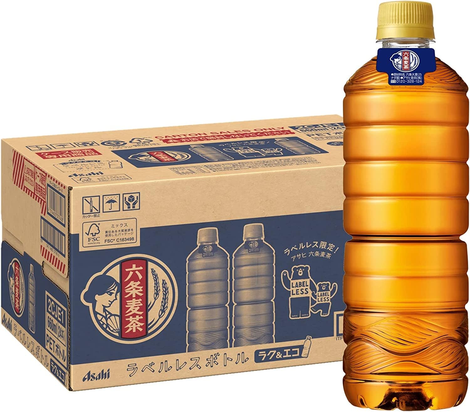 

Asahi Beverages Rokujo Barley Tea Labelless Bottle [Tea] [Non-caffeine] 660ml (x 24)