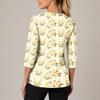 Women's Floral Print V-Neck Scrub Top with Pockets, 3/4 Sleeves and Side Slits for Uniform