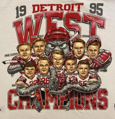 1995 NHL Detroit Red Wings T-shirt Champion White Unisex All Sizes JJ5548