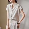 Breathable linen short sleeved shirt for women's 2026 summer commuting and leisure versatile short top