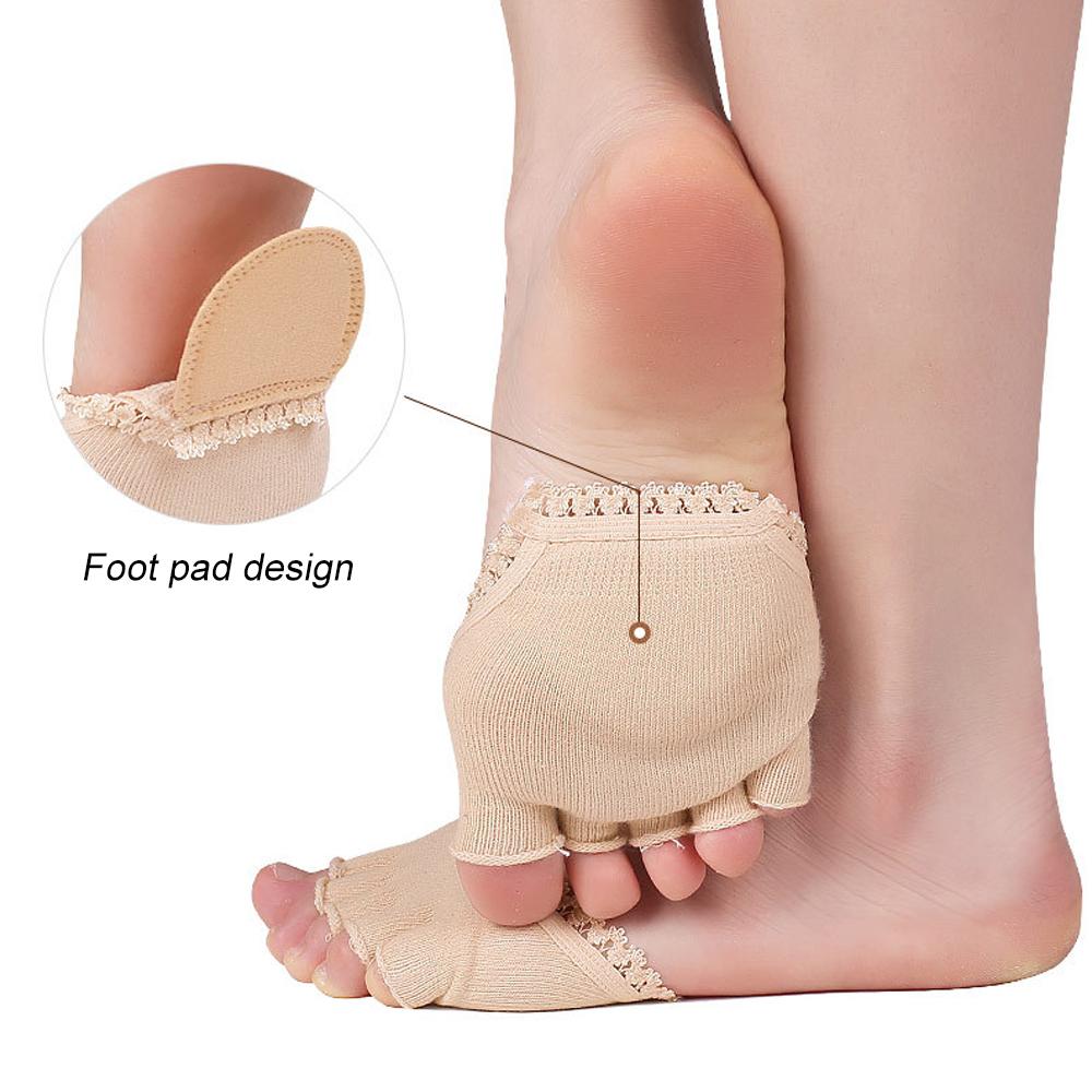 Durable And Safe Tcare 1 Pair Running Socks Men'S And Women'S Solid Half Palm Five Finger Socks Invisible Socks Sweat Elastic Socks