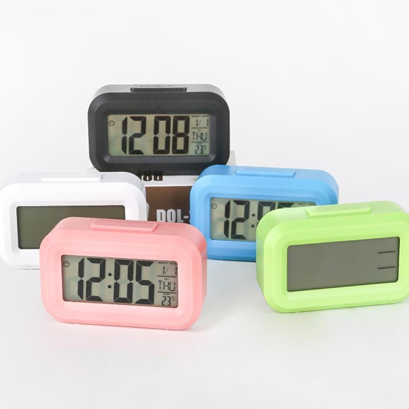 Multifunctional Digital Alarm Clock Electronic Digital Alarm Screen Desktop Clock Date Temperature Display With Night Lighting