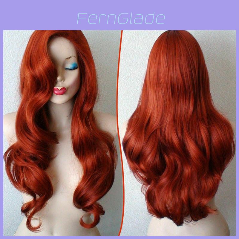 Red Retro Curls Long Wig For Women Cosplay Party Halloween Costume