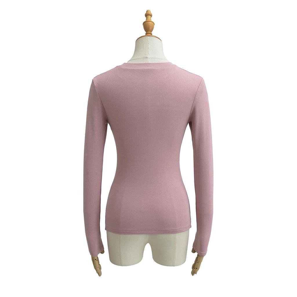 Spicy Cutout Front Slim Fit Women's Long Sleeve T-Shirt - Stylish Spring Trend