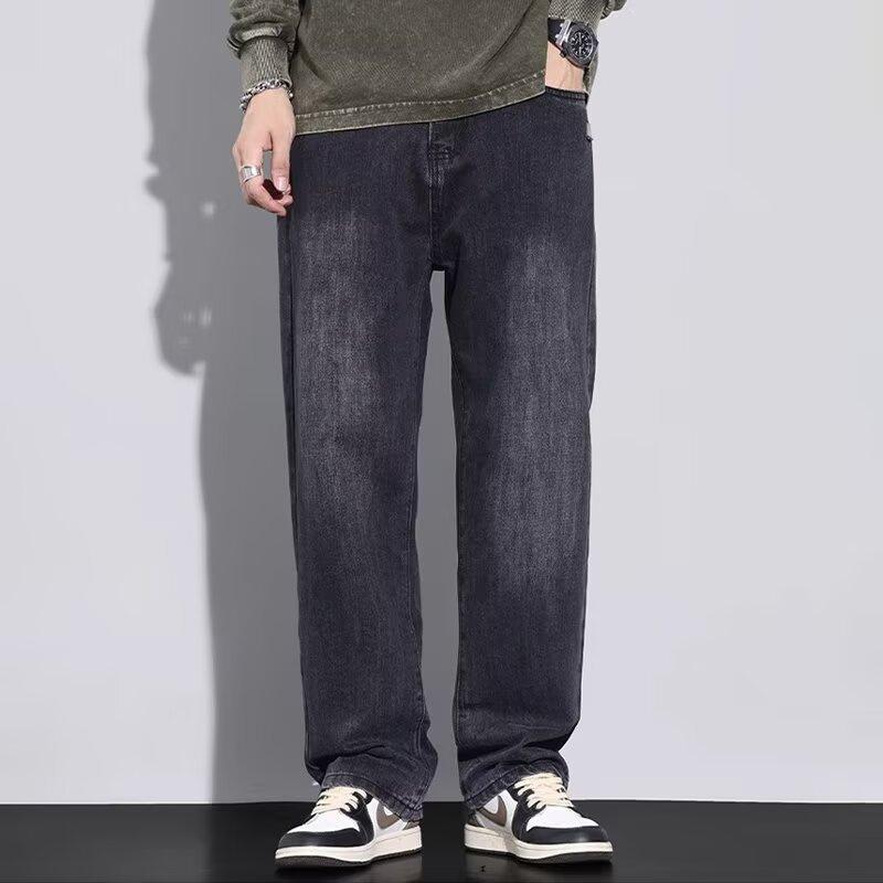 Autumn and Winter New Casual Trousers Men's Loose Straight Fleece Thickened American Wide-leg Pants Retro Jeans