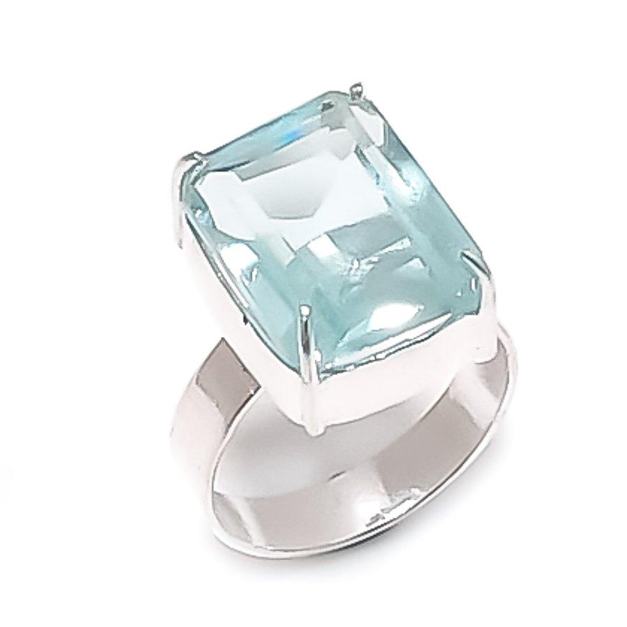 

Ювелирное кольцо из стерлингового серебра 925 пробы, швейцарский голубой топаз, размер 8