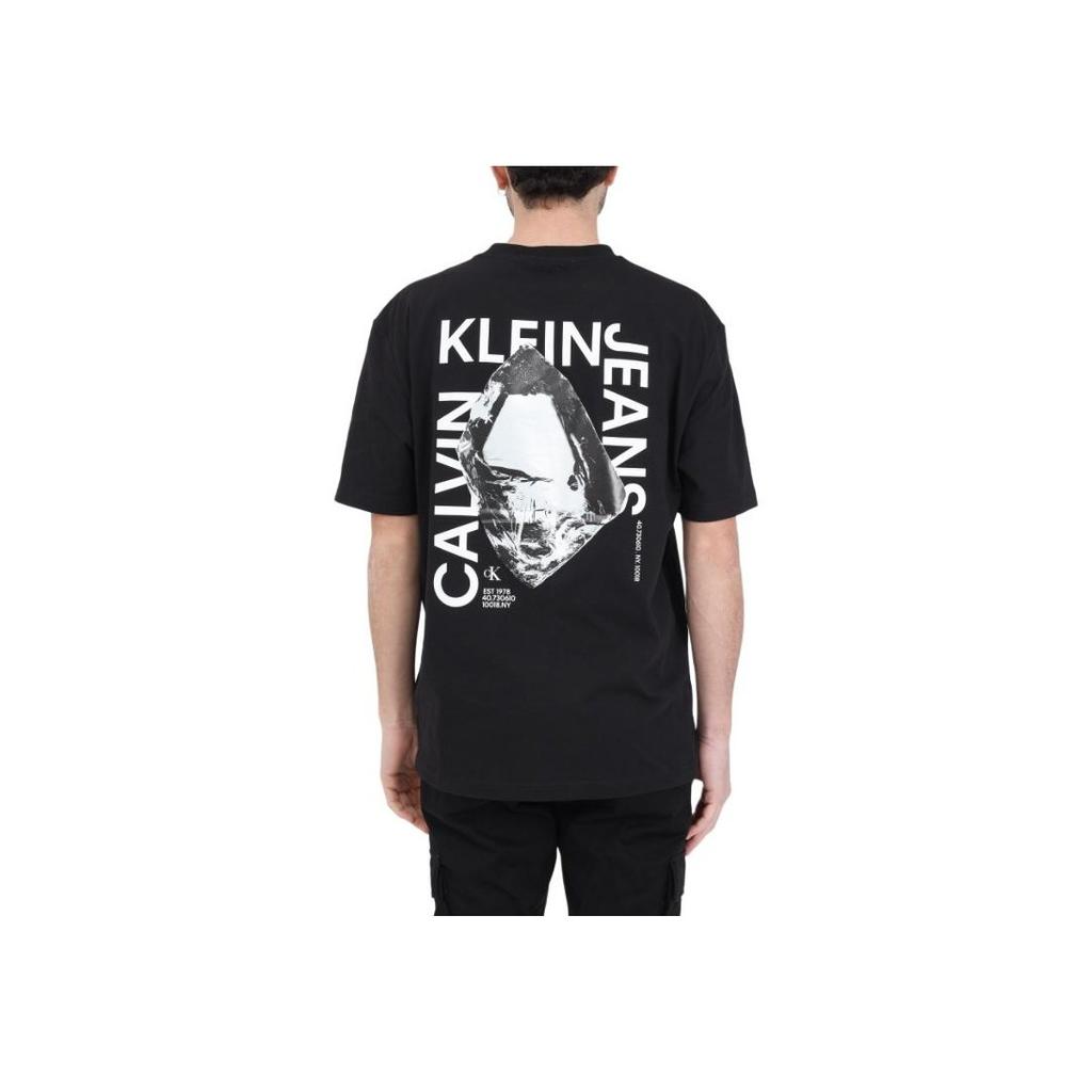 Calvin Klein Logo Print Loose Fit Crew Neck T-Shirt Men Tops Black J30J324759-BEH