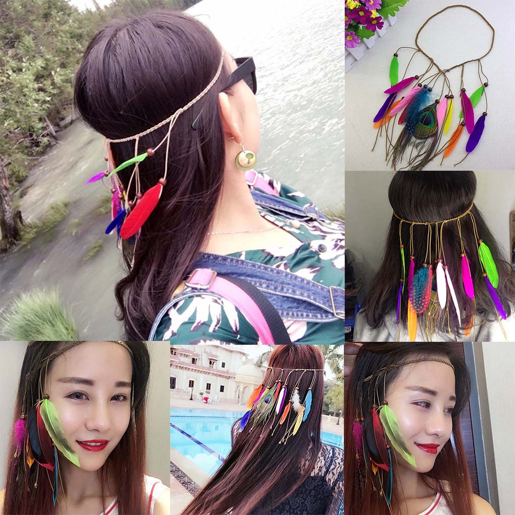 Indian Headband Bohemian Hairband Festival Headdress Boho Halloween Hair Hoop Cosplay Headpiece