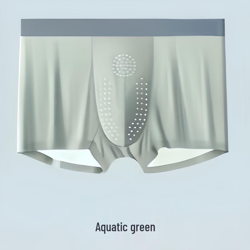 Plus Size Men's Ice Silk Boxer Briefs: Breathable, Antibacterial, Seamless Underwear with Ventilation