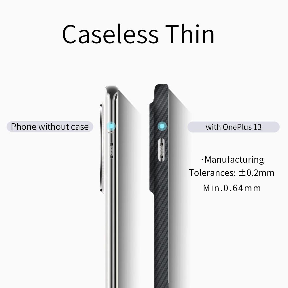 600D Real-thin Carbon Fiber Phone Case for Oneplus 13/13R/OnePlus 13T/13s Case Aramid Fiber Fabric Thinhard Balck Slim Magnetic