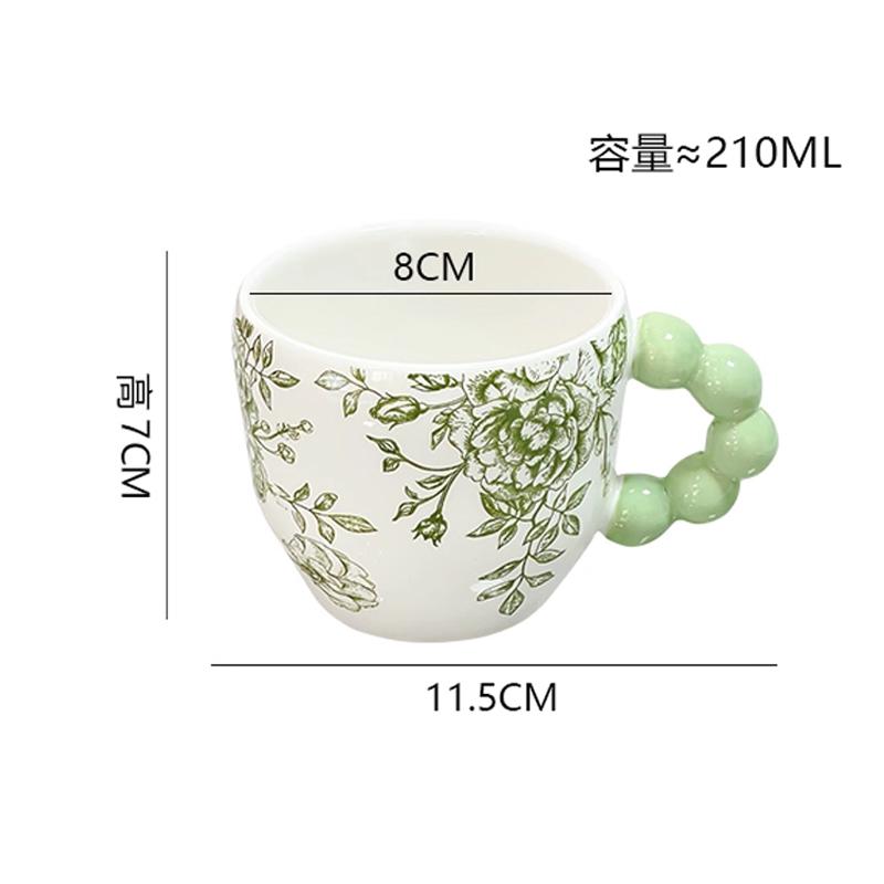 Retro Flowery Creative Ceramic Mug Home Cup Office Coffee Cup Breakfast Afternoon Tea Cup Living Room Desktop Drinking Utensils