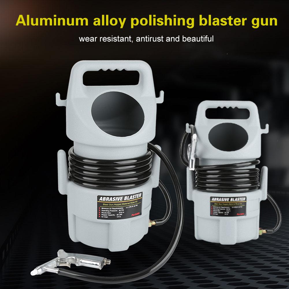 Portable Pneumatic Sand Blaster Kit Sandblasting Gun 15 Ft Hose & 50 Lb. Hopper