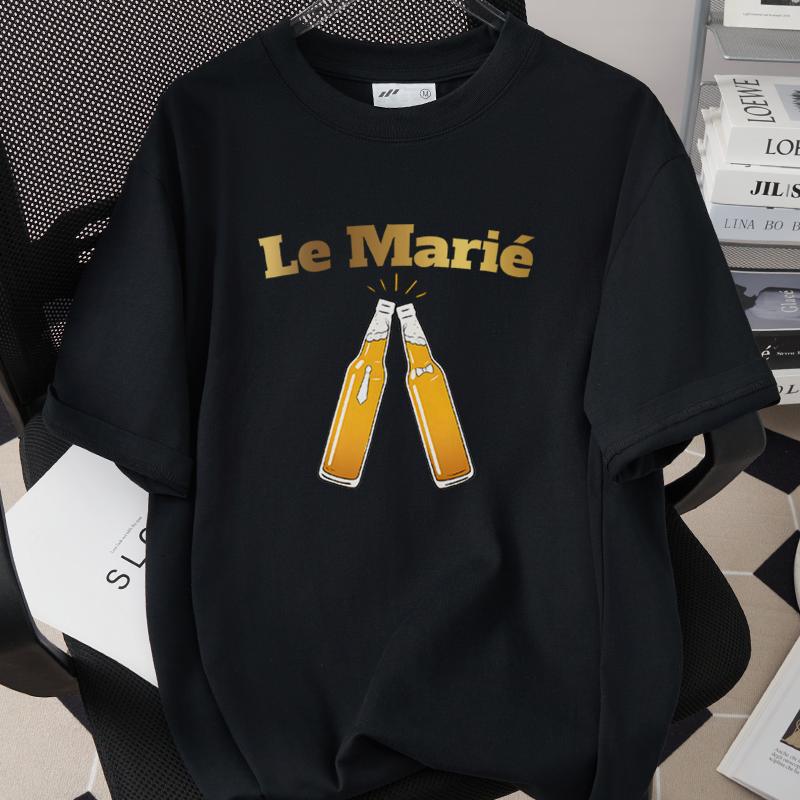 Future Groom High Quality 260G Cotton Tees EVG Team Groom  Groomsman French Men Single Farewell Bachelor Party Tshirts M18