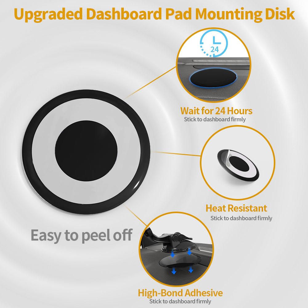 Dashboard Pad Mount Suction Cup Pad Disc Adhesive Stick on Universal Dash Pad Mounting Disk for Suction Cup Phone Mount GPS Suc