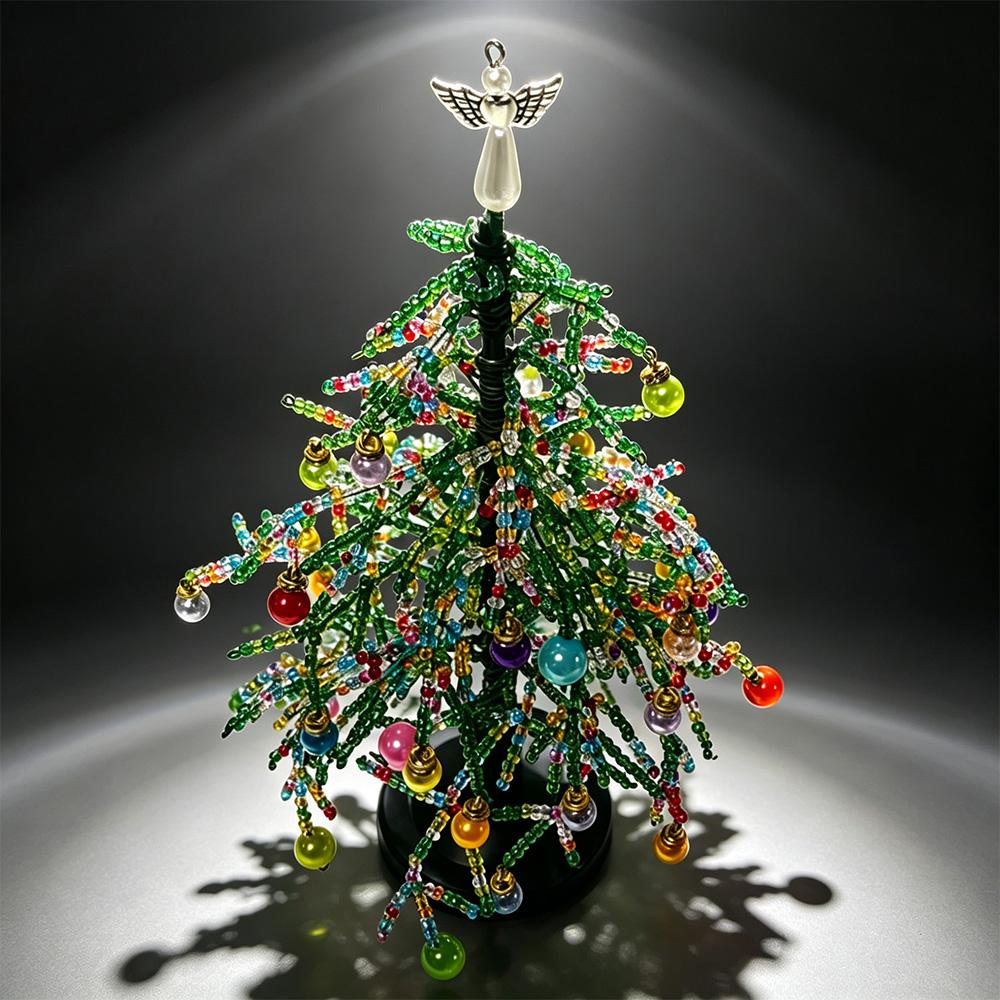 Mini Desktop Christmas Tree DIY Beaded Christmas Tree Kit Bead Holiday Craft DIY Set Christmas Halloween Ornaments Xmas Decor