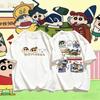 2026 Summer Comic Form Crayon Shinchan Image 100 Cotton Printed Oversize Casual Tshirt Adult Children Parentchild Top Y2k