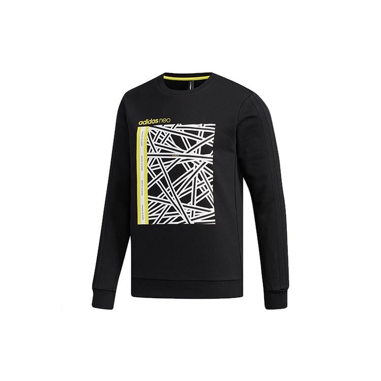 adidas neo M FAVES SWT 1 Sports Round Neck Pullover Black Men s FP7856 L