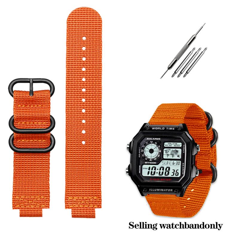 Modified Nylon Watch Band for Casio AE1200WH/1300/1000/1500 AE-1200 A158W A159 Waterproof Outdoor Sports Wrist Strap 24*18mm