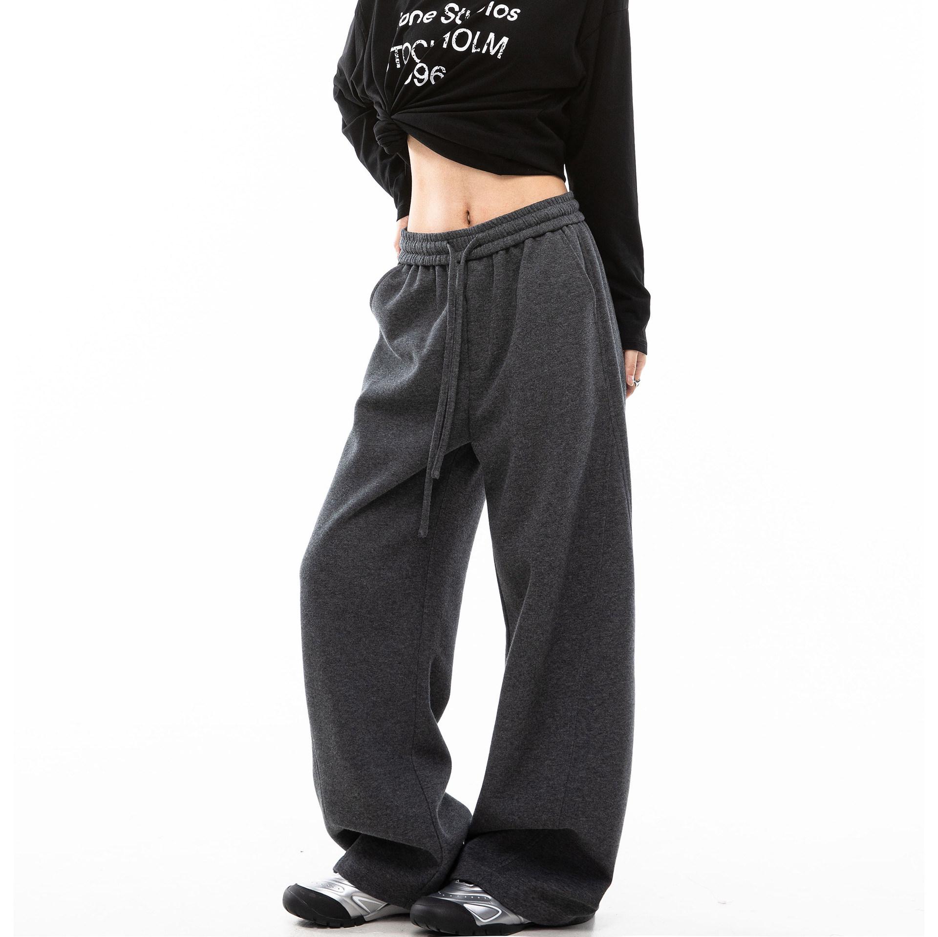 

ICH MODE Women s American Grey Summer Sweatpants - Casual, Loose, Straight, and Versatile Wide-Leg Style. XS