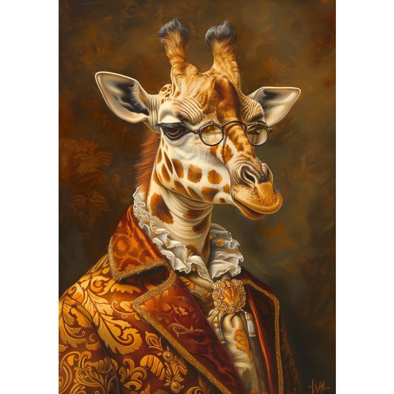 Premium Funny Pet Portrait Posters Horse Giraffe Stag Cat Prints Canvas Printing Vintage Animal Wall Art Picture for Home Decor