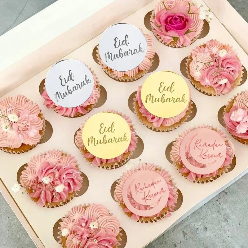 5/10 STÜCKE Eid Mubarak Kuchenaufsatz Gold Acryl Cupcake Topper Ramadan Kareem Backwerkzeuge Islamische Muslimische Party Kuchendekorationen