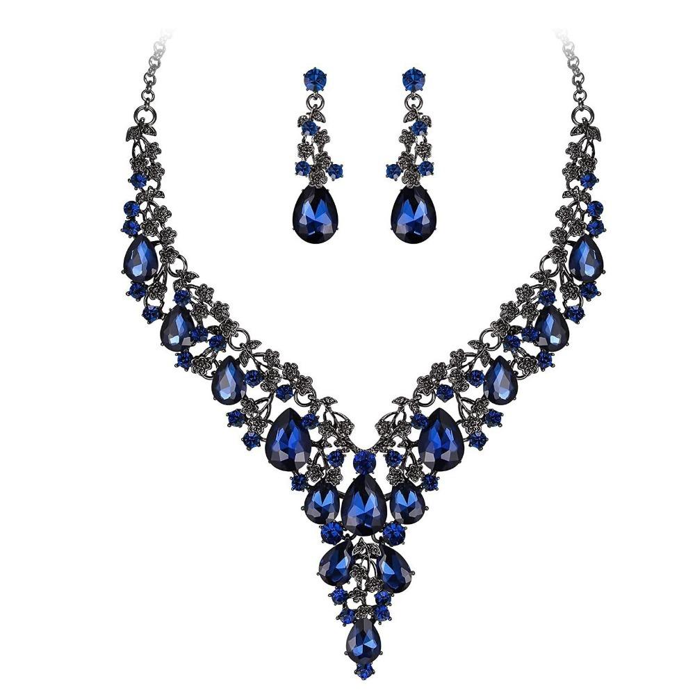 Rhinestone Rhinestone Jewelry Set Sparkling Luxury Crystal Necklace Earrings Formal Shining Women s Ball Gown Accessories