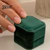 Velvet Jewelry Box High-end Storage Green Flip Suede Box Dark Cover Hard Case Scratch-Proof Shock-Proof Organizer for Travel Magnetic