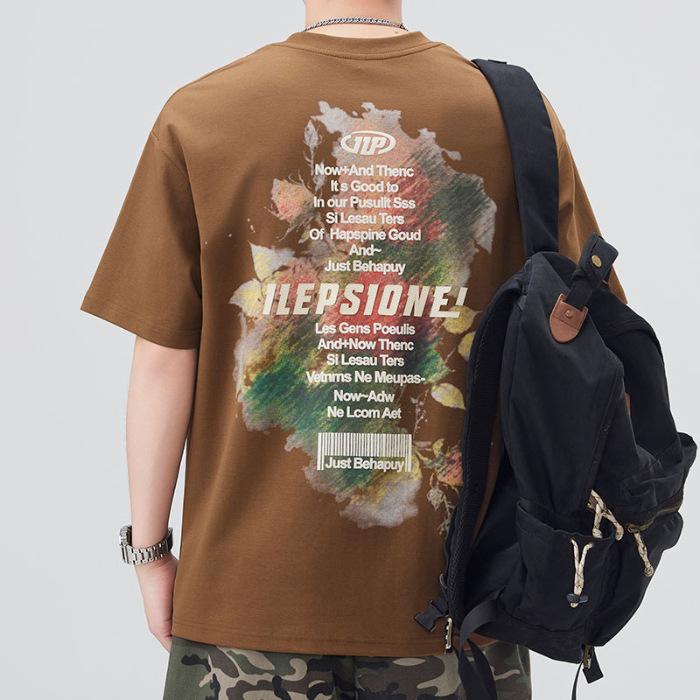 

Мужская новая летняя свободная футболка с круглым вырезом и короткими рукавами, тонкая футболка с принтом 4XL коричневый