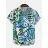 Octopus Print Men Hawaiian Shirt Summer Beach Short Sleeve