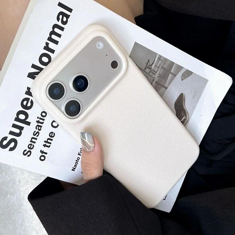 Litchi Leather Texture Solid Color Phone Case For iPhone 17 Air 16 15 14 13 12 11 Pro Max Plus Business Shockproof Cover
