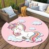 Magic Unicorn Pattern Round Area Rug – Dreamy Nursery Non-Slip Floor Mat for Girls Bedroom, Living Room, and Playroom Decor