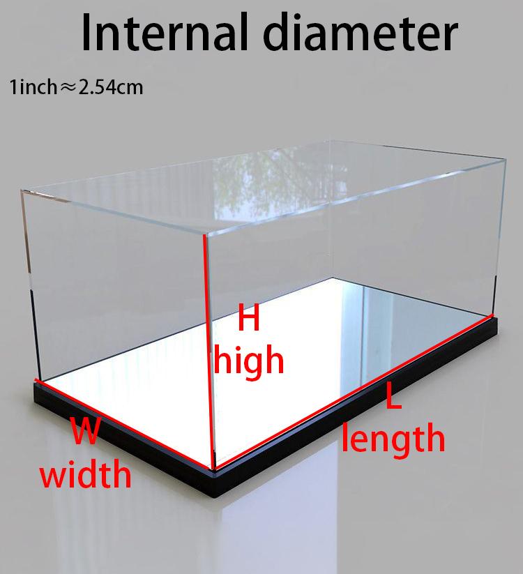 Acrylic Display Box with Mirror for Figures/Toy/Gundam/Car Model/Collectible/Doll,Clear Countertop Organizer Dustproof Showcase Hight 10cm