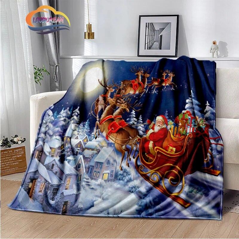 Frohe Weihnachten Serie Santa Decke Flanell Wärme Weiche Plüsch Sofa Bett Werfen