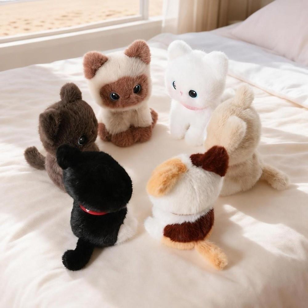 Soft Fluffy Cat Plush Toys Sitting Pose Cat Stuffed Animal Toys Desktop Decor