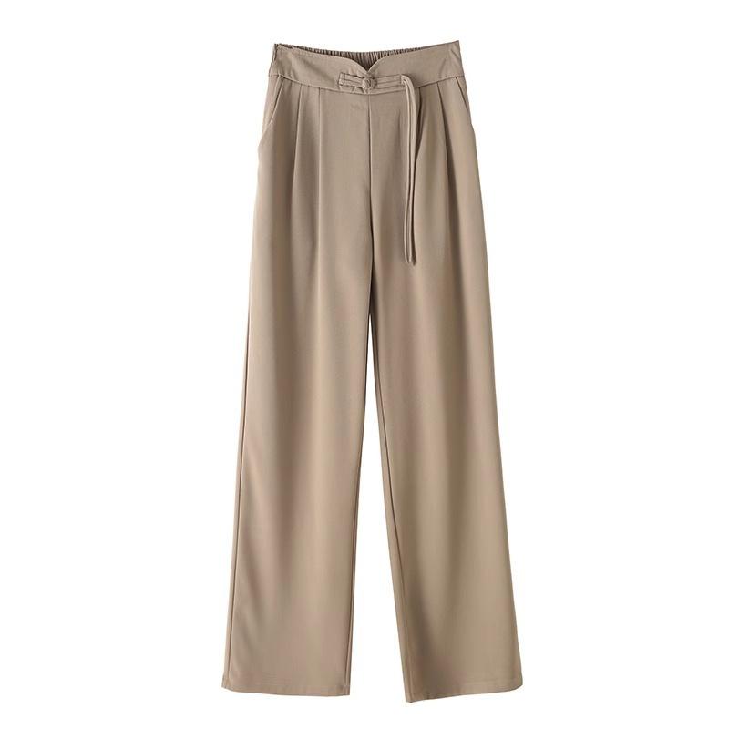 Nowe chińskie czarne szerokie spodnie garniturowe damskie wczesnowiosenne spodnie casualowe z wysokim stanem