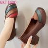 Fashion GKTINOO Ethnic Women Shoes Genuine Leather Pumps Slip-On Mixed Colors 2024 New Spring/Autumn Handmade Concise Ladies Shoes