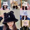 Fashion Cute Bear Ears Fur Bucket Hat Warm Thick Women's Fisherman Hat Soft Basin Hat Autumn Winter