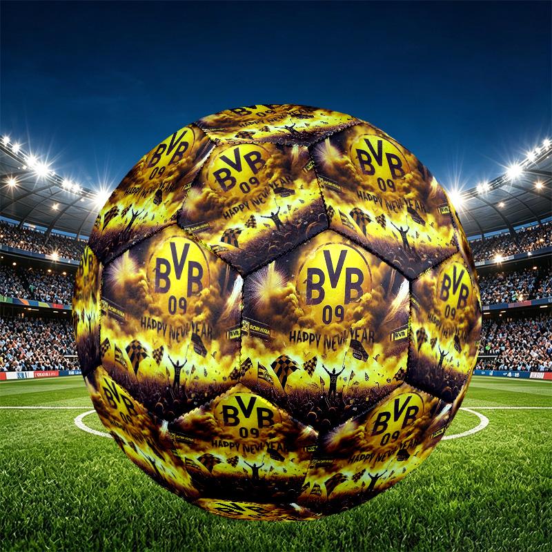 Borussia Dortmund Print Size 5 Soccer Ball, PU Wear Resistant Football for Match Training and Daily Practice, Birthday Gift for Soccer Fans