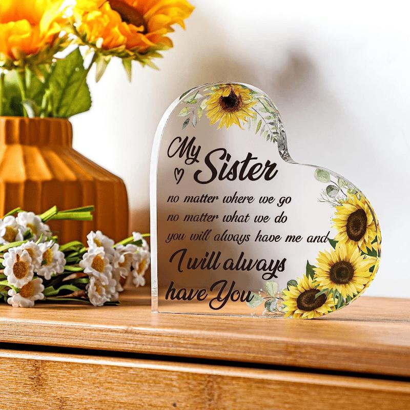 Sunflower Friendship Gift. Acrylic bestie or sister present for birthdays & thank yous.