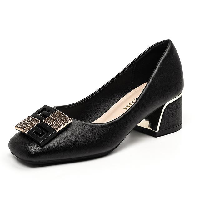 

Женские модные туфли-лодочки, весенне-летние кожаные повседневные туфли на высоком каблуке, женские модельные туфли-лодочки 43 чёрный