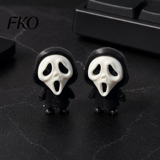 Compact Ghost Face Decor 3D Printed Scream Ornament, Mini Desktop Statue for Halloween Cartoon Desk Figurine Decoration, Funny Skeleton Home