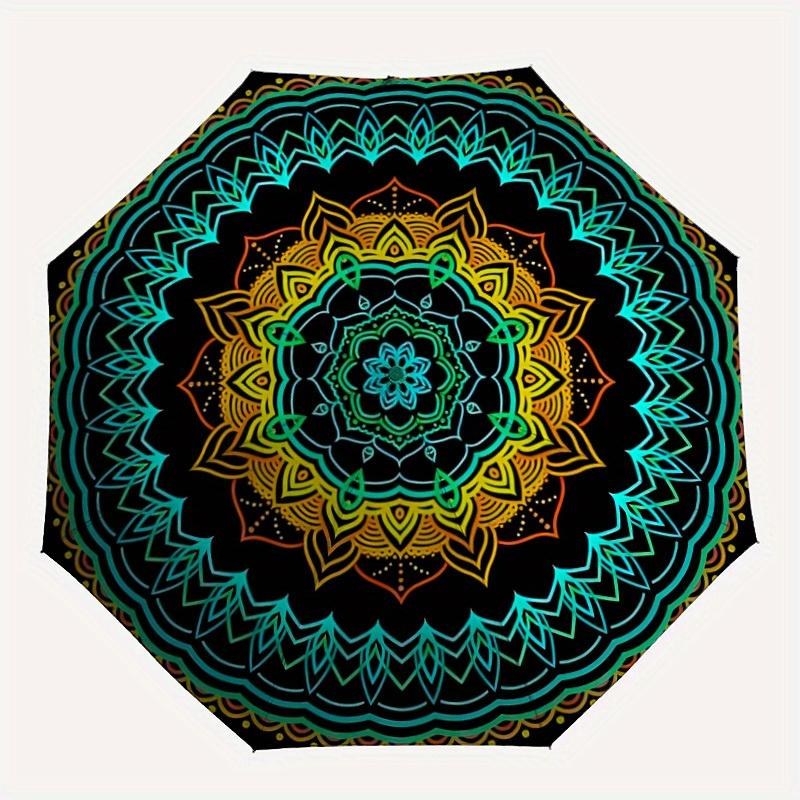 

1pc Mandala Pattern Automatic Umbrella - 8-Rib Foldable Design, Outdoor Adventures, and Family Celebrations y250829008