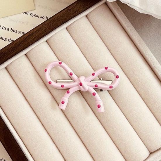 4Pcs Girl Hairpins Korean Style Dot Design Bow Shape Hair Clips Stable Non-slip Side Bang Hair Pins Hair Accessories